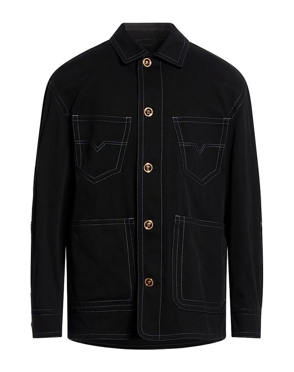 ヴェルサーチ メンズ アウター 上衣・上衣 ジーンズ上衣 VERSACE Black 黒いこと