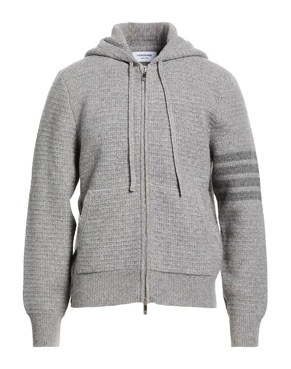 トム赤銅色 メンズ アウター ジレー チャック付き添い人編み物 THOM BROWNE Gray 薄墨色