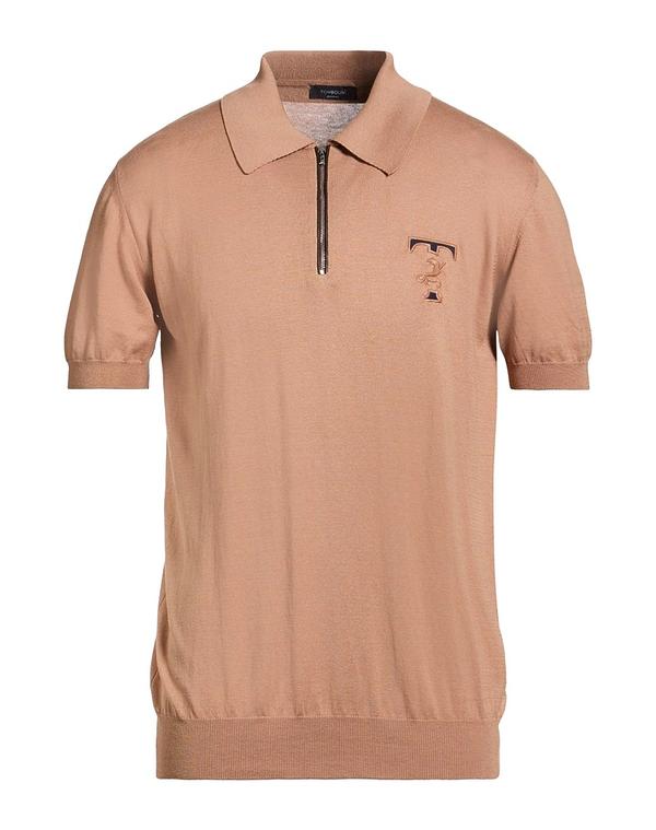 トンボリーニ メンズ アウター ジレー チャック付き添い人編み物 TOMBOLINI Camel 駱駝