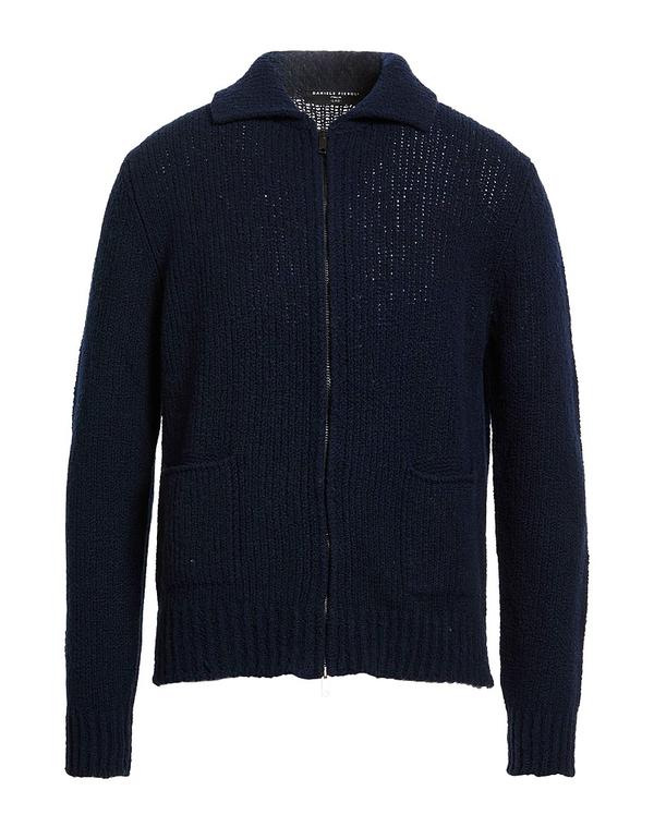 ダニエル フィエゾリ メンズ アウター ジレー チャック付き添い人編み物 DANIELE FIESOLI Navy 米国海軍