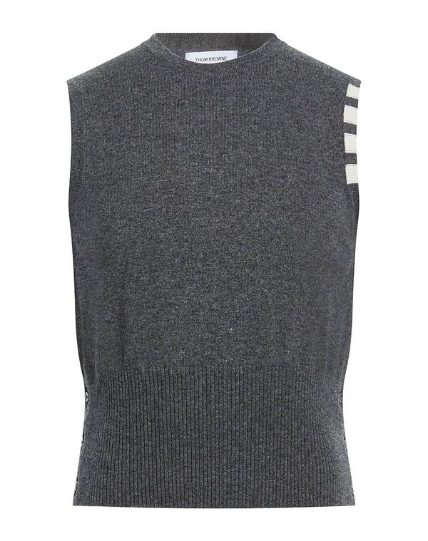トム赤銅色 メンズ アウター ジレー カシミール編み物 THOM BROWNE Gray 薄墨色