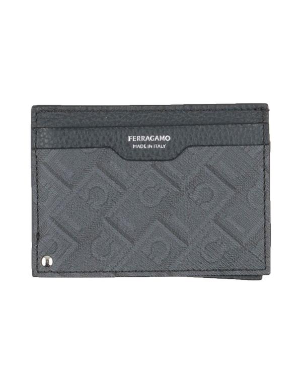 フェラガモ メンズ 付属品 紙入れ 歌留多入れもの FERRAGAMO Charcoal 濃灰色