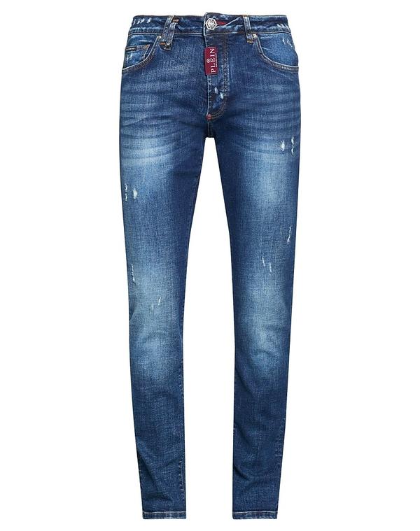 フィリッププレイン メンズ ボトムス デニムパンツ ジーンズ PHILIPPLEIN Blue ブルー｜ReVida 店