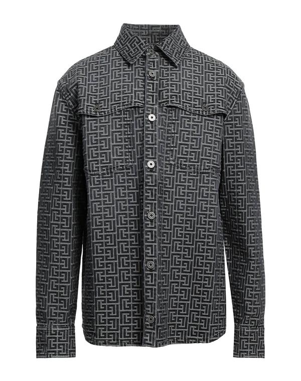 バルマン メンズ トップス シャツ BALMAIN 柄入りシャツ Black ブラック
