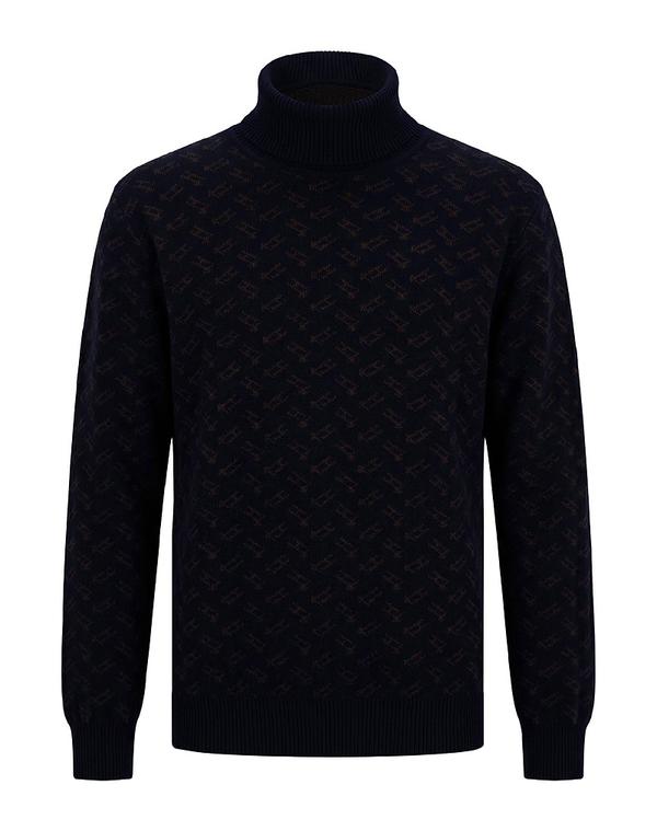 ヘルノ メンズ アウター ニット・セータートルネック HERNO Midnight Blue ブルー｜ReVida 店