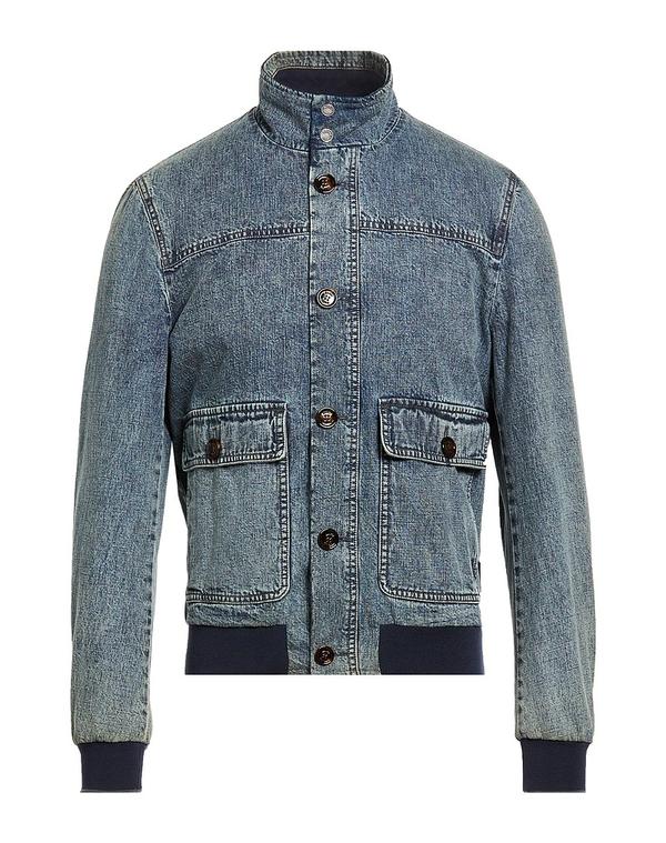ムーレー メンズ アウター ジャケット・ブルゾン デニムブルゾン MOORER Blue ブルー｜ReVida 店