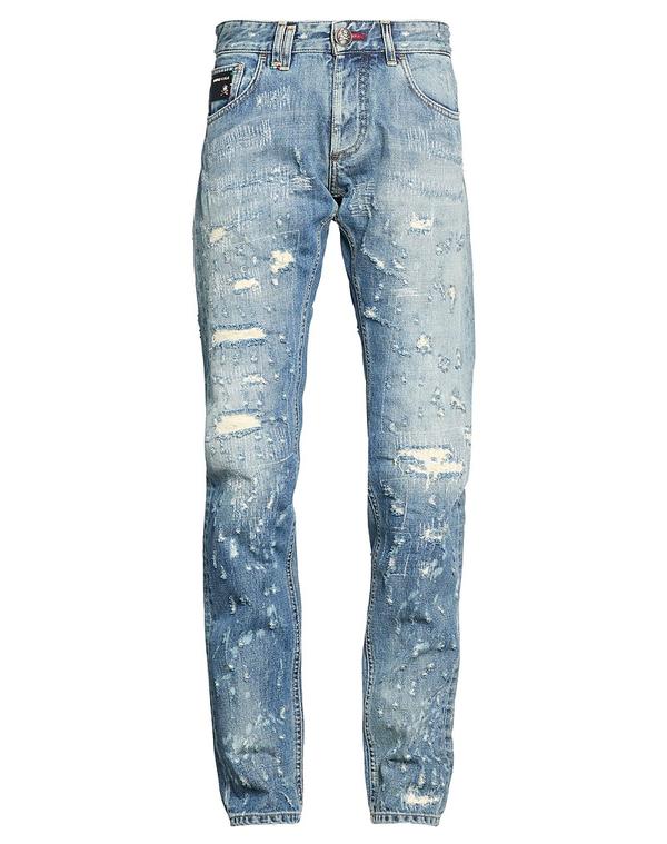フィリッププレイン メンズ ボトムス デニムパンツ ジーンズ PHILIPPLEIN Blue ブルー｜ReVida 店