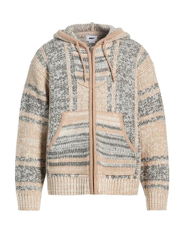 オベイ メンズ アウター カーディガン ファスナー付きニット OBEY Beige ベージュ｜ReVida 店