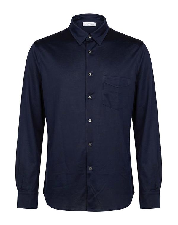 パウロペコラ メンズ トップス シャツ PAOLO PECORA Midnight Blue ブルー｜ReVida 店