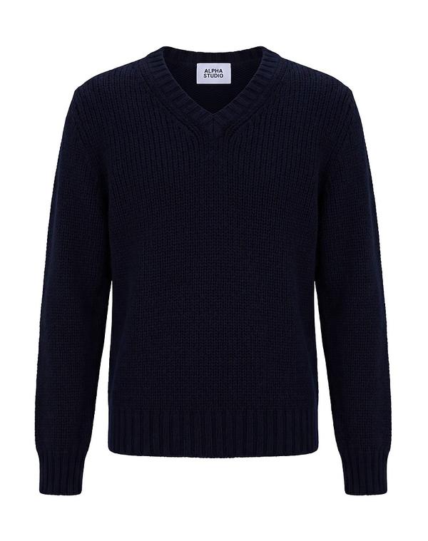アルファス テューディオ メンズ トップス シャツ プルオーバー ALPHA STUDIO Midnight Blue ブルー|ReVida 店