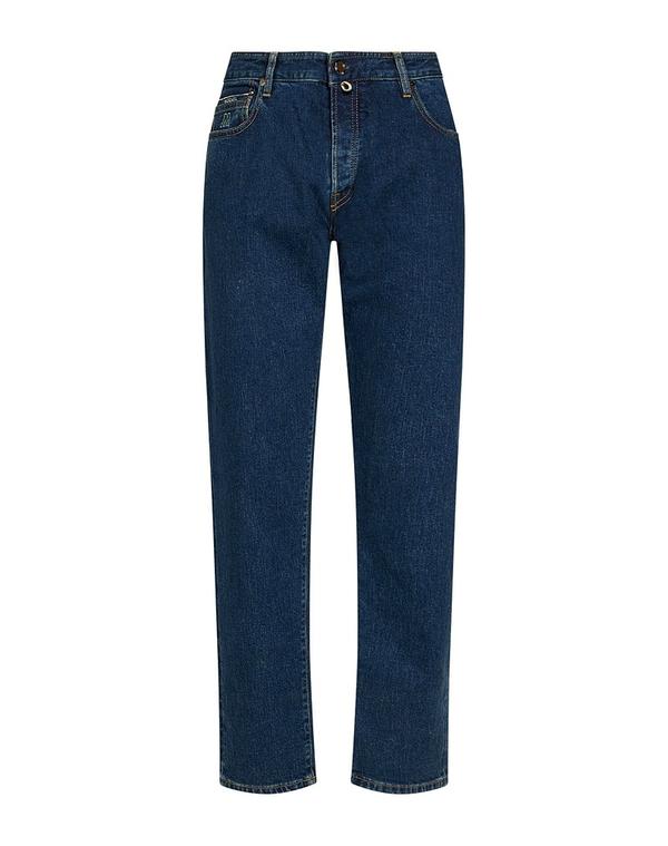 ムーレー メンズ ボトムス デニムパンツ ストレートレッグ MOORER Blue ブルー|ReVida 店