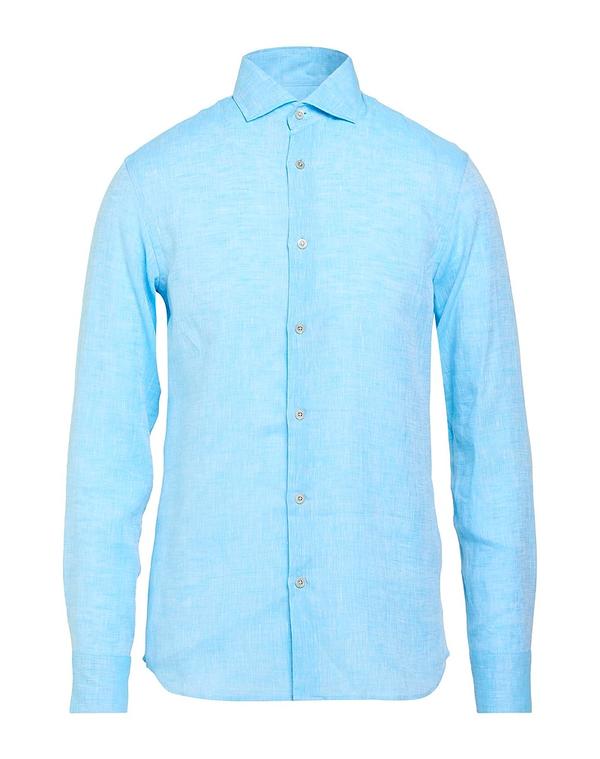 ムーレー メンズ トップス シャツ MOORER Azure Blue ブルー｜ReVida 店