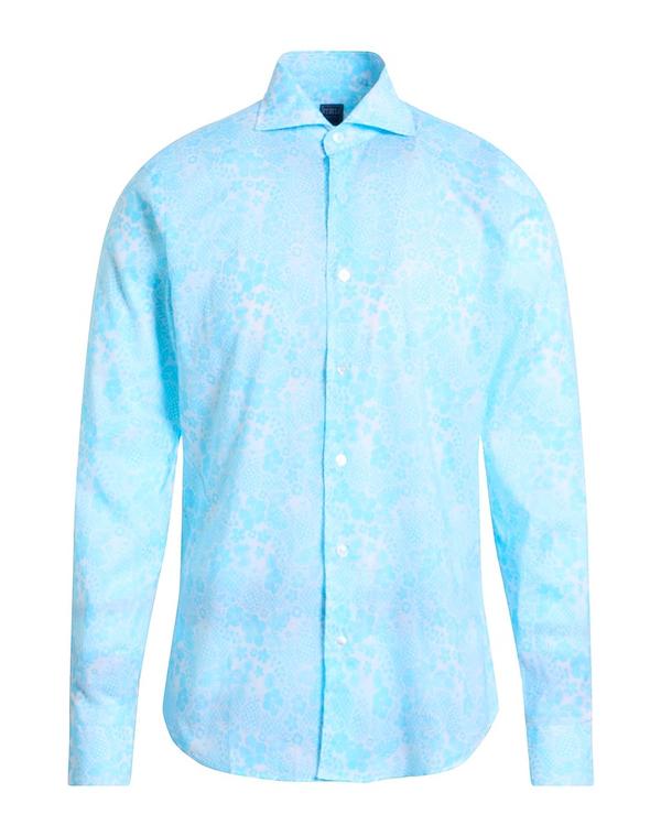 フェデーリ メンズ トップス シャツ FEDELI 柄入りシャツ Turquoise Blue ブルー