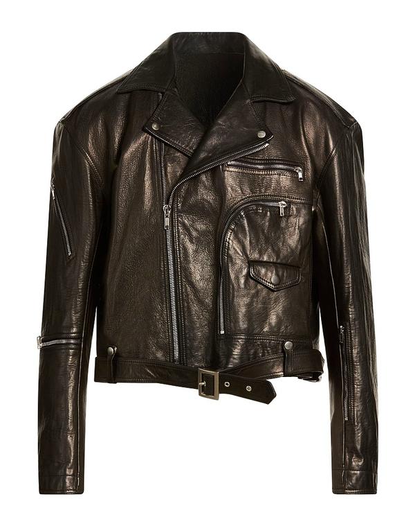 リックオウエンス メンズ アウター ジャケット・ブルゾン レザーブルゾン RICK OWENS Black ブラック｜ReVida 店
