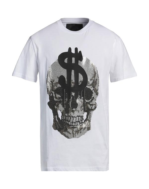 フィリッププレイン メンズ トップス Tシャツ PHILIPPLEIN Tシャツ White ホワイト