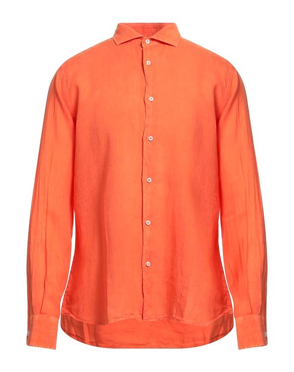 フェデーリ メンズ トップス シャツ FEDELI リネンシャツ Orange オレンジ
