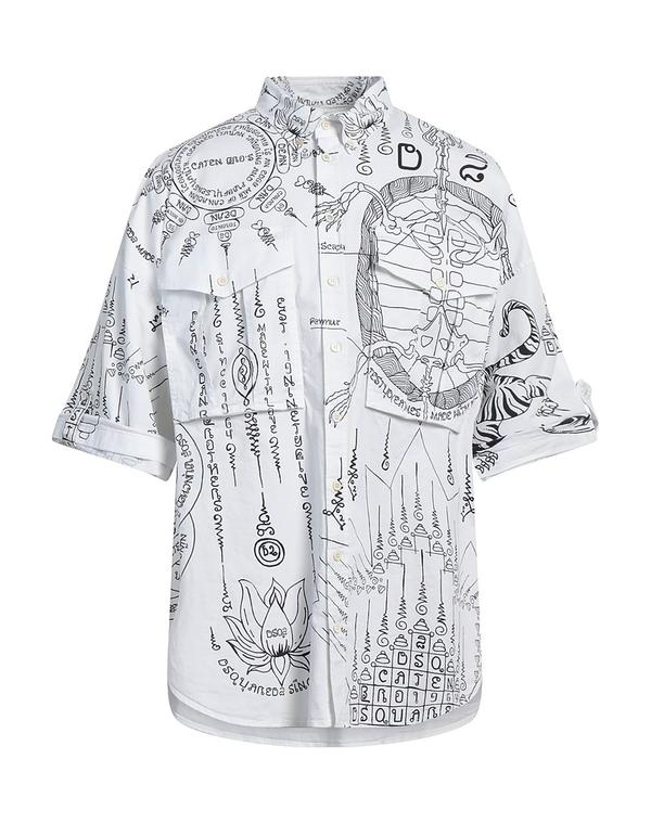 ディースクエアード メンズ トップス シャツ DSQUARED2 柄入りシャツ White ホワイト｜ReVida 店