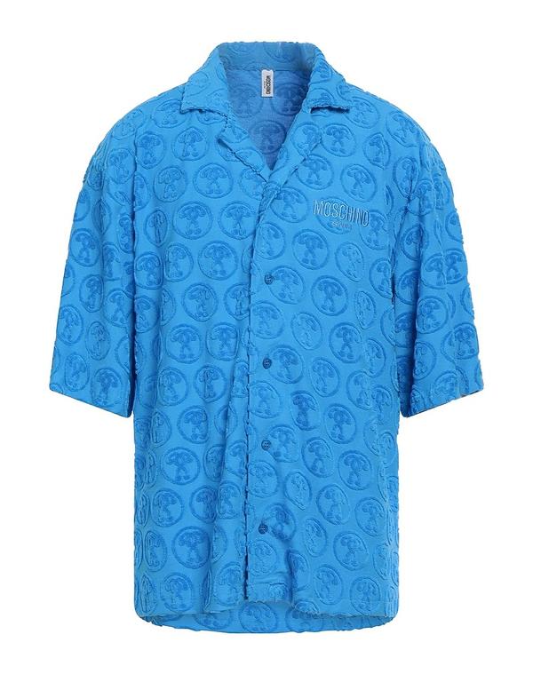 モスキーノ メンズ トップス シャツ MOSCHINO 柄入りシャツ Azure Blue ブルー