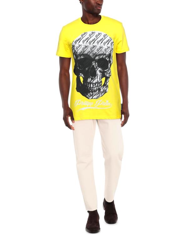 フィリッププレイン メンズ Tシャツ Yellow トップス T-shirt トップス