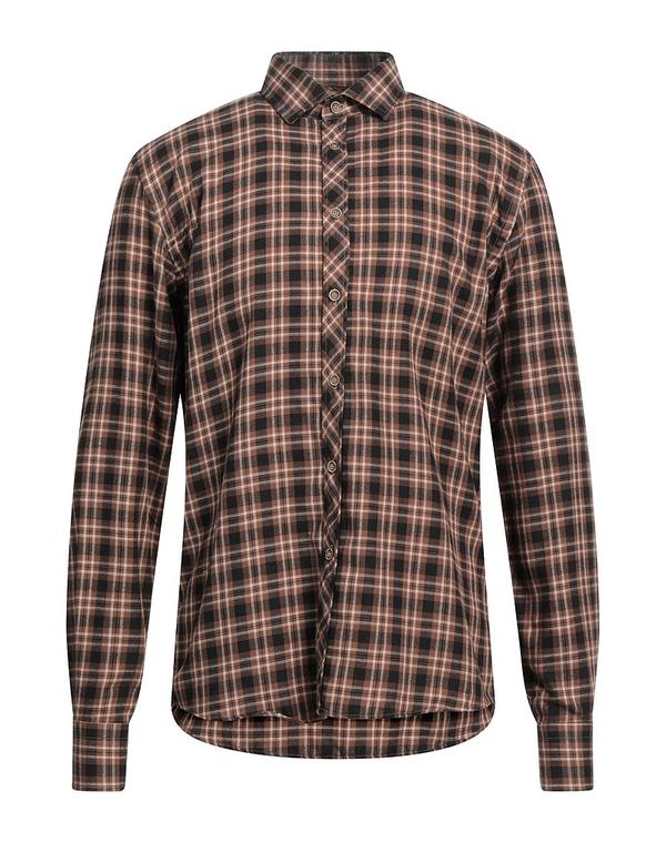 ガッザリーニ メンズ トップス シャツ GAZZARRINI チェック柄シャツ Brown ブラウン