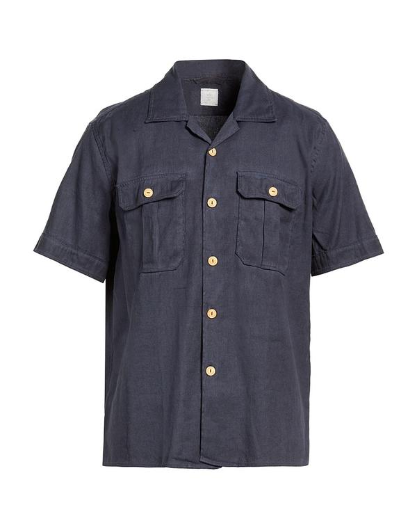 イレブンティ メンズ トップス シャツ ELEVENTY リネンシャツ Navy ネイビー