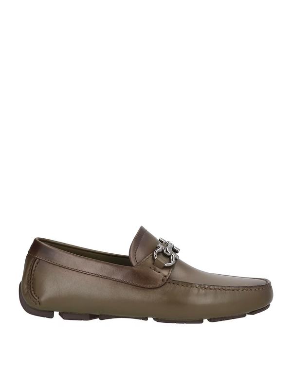 フェラガモ メンズ シューズ スリッポン・ローファー FERRAGAMO モカシン Military Green グリーン