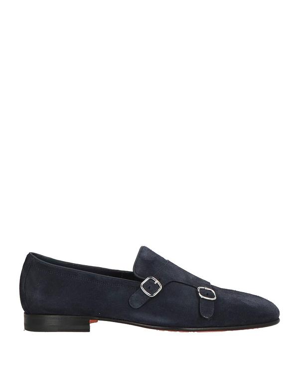 サントーニ メンズ シューズ スリッポン・ローファー SANTONI モカシン Midnight Blue ブルー｜ReVida 店