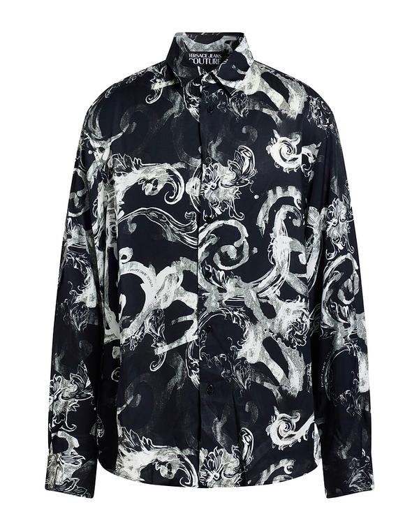 ヴェルサーチ メンズ トップス シャツ VERSACE JEANS COUTURE 柄入りシャツ Black ブラック