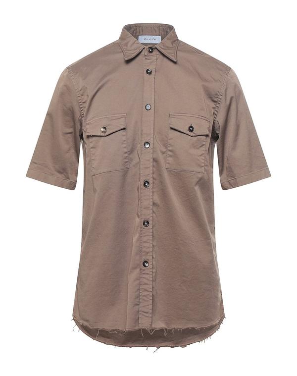 アリーニ メンズ トップス シャツ AGLINI 無地シャツ Khaki カーキ