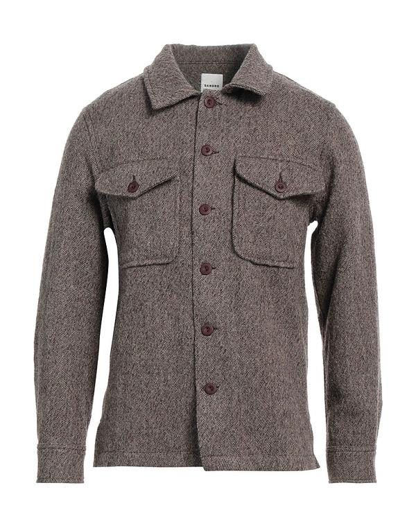 サンドロ メンズ トップス シャツ SANDRO 無地シャツ Brown ブラウン|ReVida 店