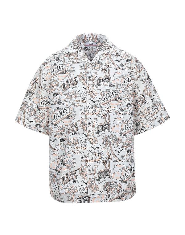 ジーシーディーエス メンズ トップス シャツ GCDS 柄入りシャツ White ホワイト｜ReVida 店