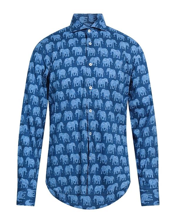 フェデーリ メンズ トップス シャツ FEDELI 柄入りシャツ Blue ブルー