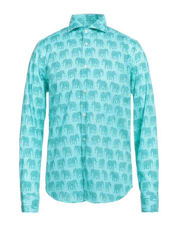 フェデーリ メンズ トップス シャツ FEDELI 柄入りシャツ Turquoise Blue ブルー