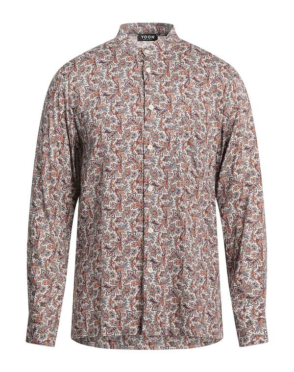 ヨーン メンズ トップス シャツ YOON 柄入りシャツ Brown ブラウン