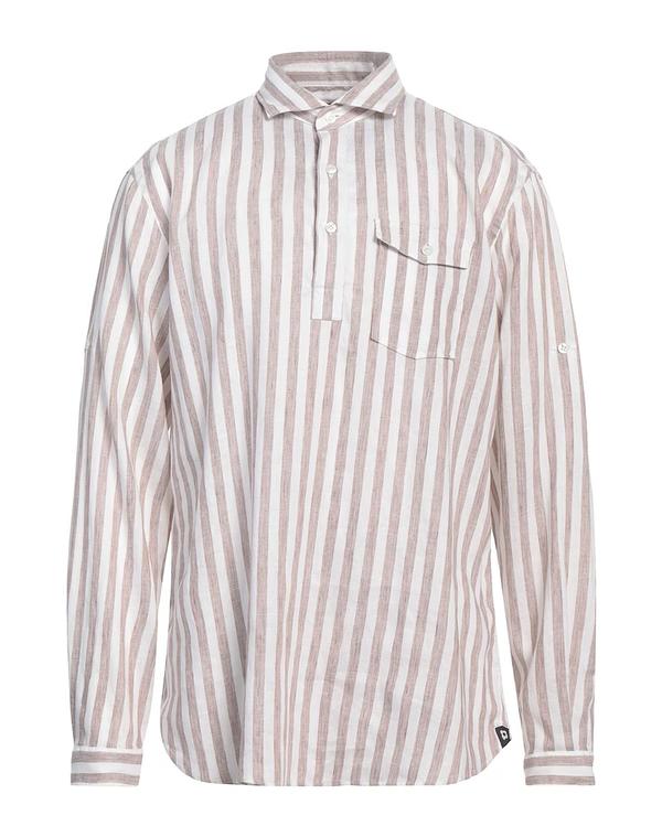 ラルディーニ メンズ トップス シャツ LARDINI リネンシャツ Brown ブラウン