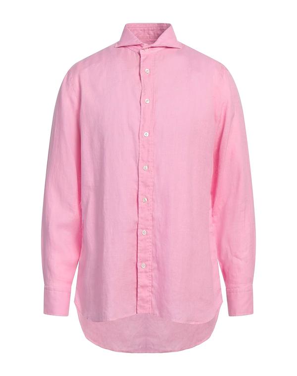 ラルディーニ メンズ トップス シャツ LARDINI リネンシャツ Pink ピンク