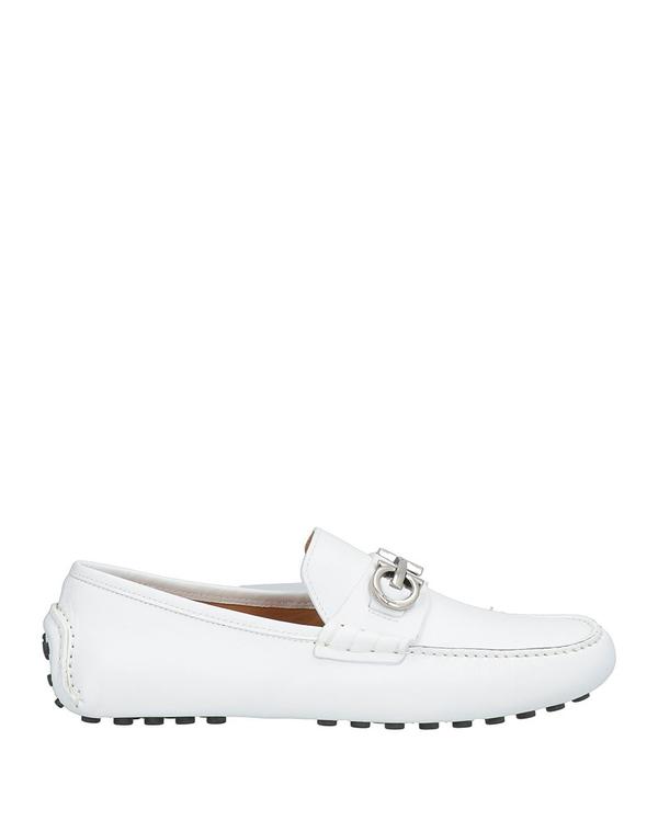 フェラガモ メンズ シューズ スリッポン・ローファー FERRAGAMO モカシン White 白いこと