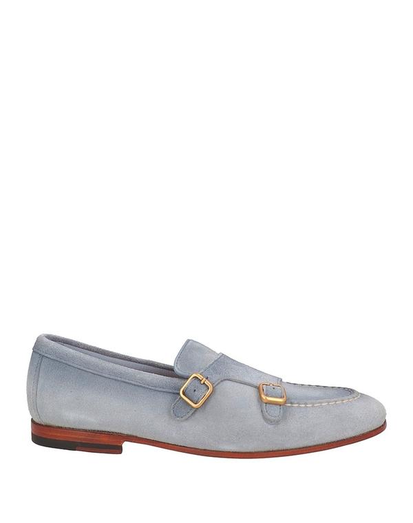 サントーニ メンズ シューズ スリッポン・ローファー SANTONI モカシン Blue Gray 薄墨色