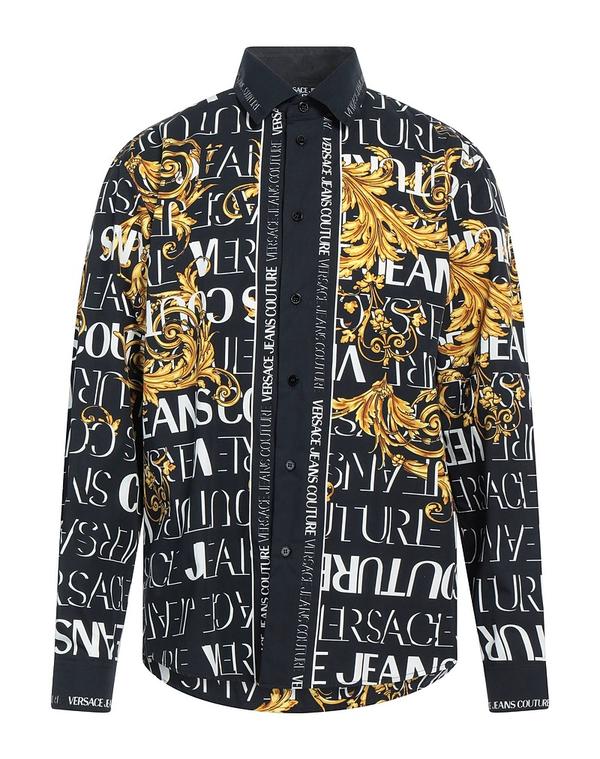 ヴェルサーチ メンズ トップス シャツ VERSACE JEANS COUTURE 柄入りシャツ Black ブラック