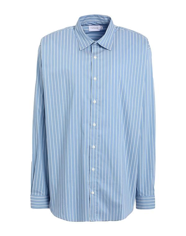 トップマン メンズ トップス シャツ TOPMAN ストライプ柄シャツ Sky Blue ブルー