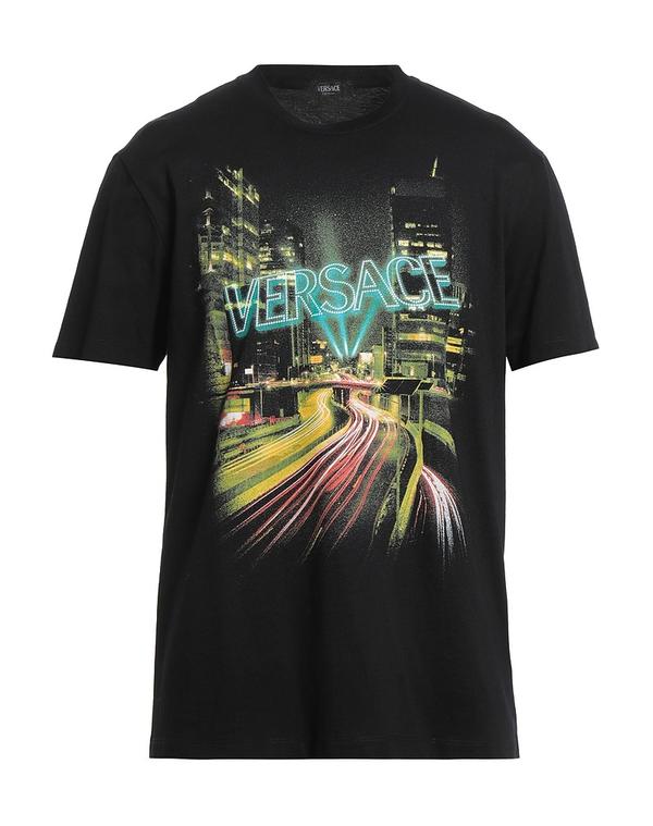 ヴェルサーチ メンズ トップス プルオーバー VERSACE Ｔシャツ Black 黒いこと