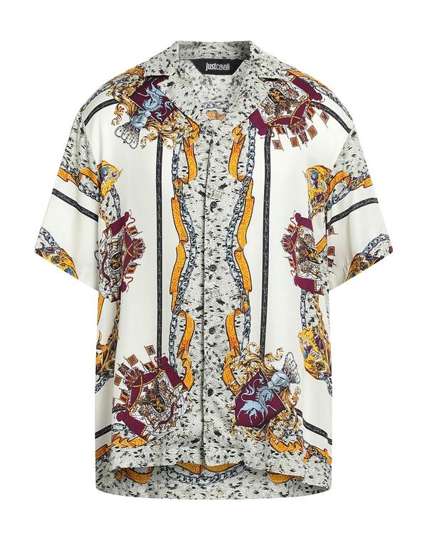 ジャストカバリ メンズ トップス シャツ JUST CAVALLI 柄入りシャツ Off White オフホワイト