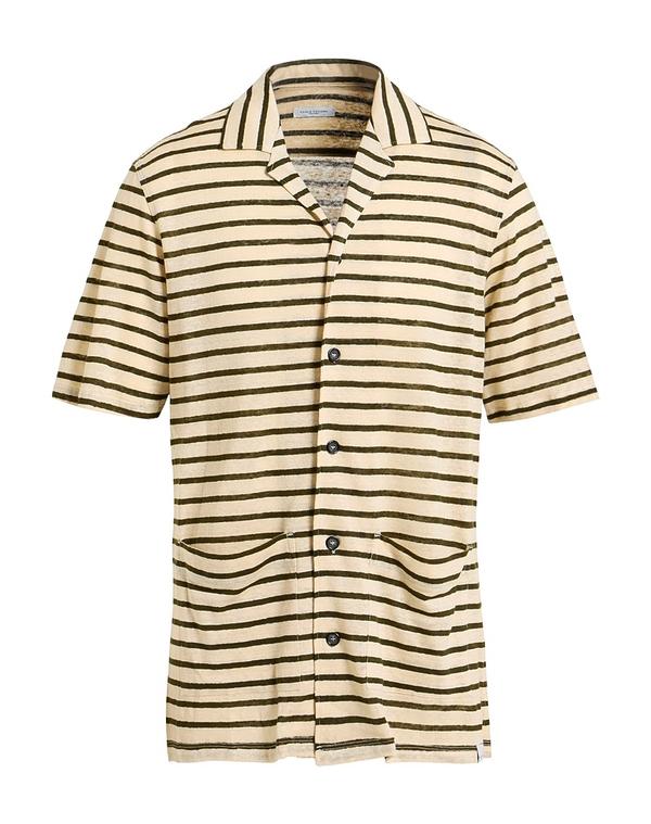 パウロペコラ メンズ トップス シャツ PAOLO PECORA ストライプ柄シャツ Beige ベージュ