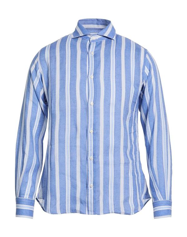 フェデーリ メンズ トップス シャツ FEDELI ストライプ柄シャツ Azure Blue ブルー
