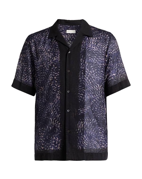 ドリス・ヴァン・ノッテン メンズ トップス シャツ DRIES VANOTEN 柄入りシャツ Navy ネイビー