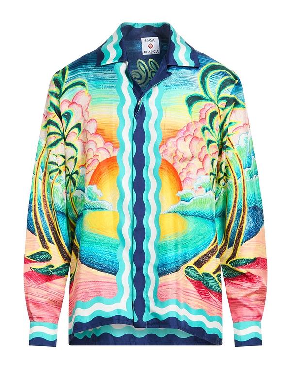 カサブランカ メンズ トップス シャツ CASABLANCA 柄入りシャツ Turquoise Blue ブルー