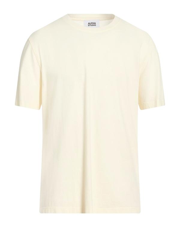 アルファス テューディオ メンズ トップス Tシャツ ALPHA STUDIO ベーシック Tシャツ Ivory アイボリー｜ReVida 店