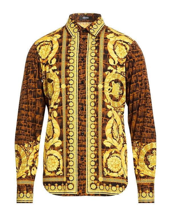 ヴェルサーチ メンズ トップス シャツ VERSACE 柄入りシャツ Yellow イエロー