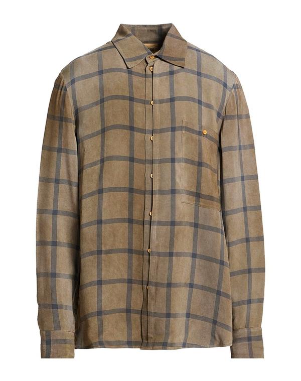 ユマ ワン メンズ トップス シャツ UMA WANG チェック柄シャツ Khaki カーキ