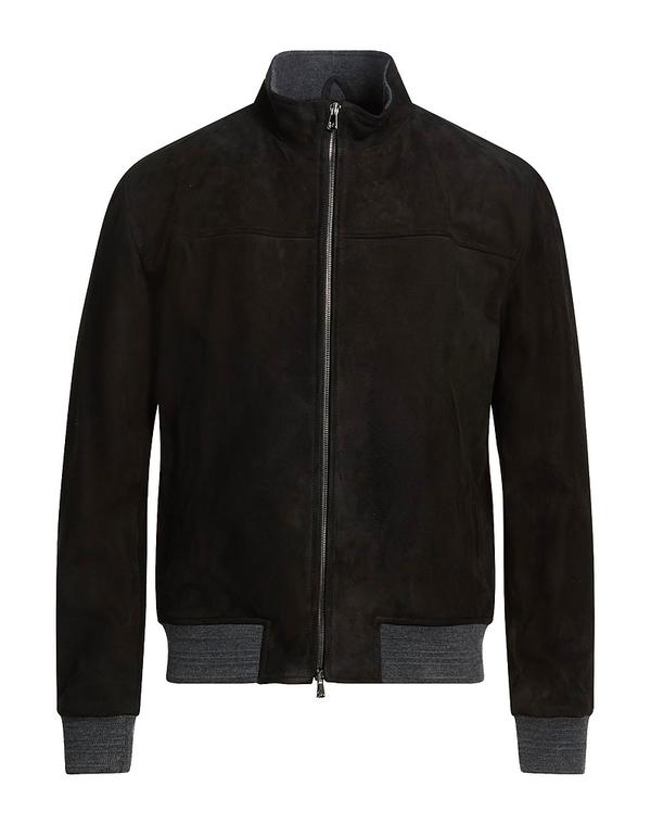 イザイア メンズ アウター 上衣・上衣 ISAIA なめし革上衣 Black 黒いこと